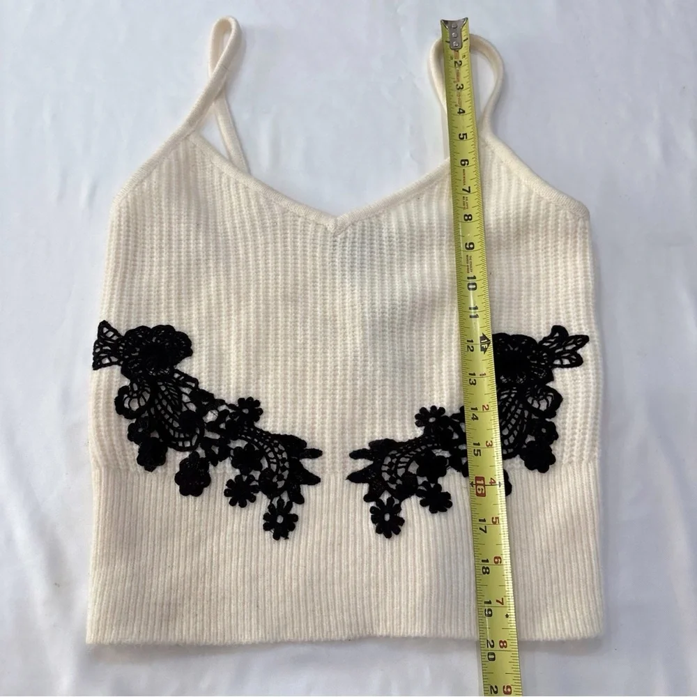 NWT Express Knit Camisole Women S Ivory Lace Trim Chic Coquette Y2K Top - Picture 8 of 8